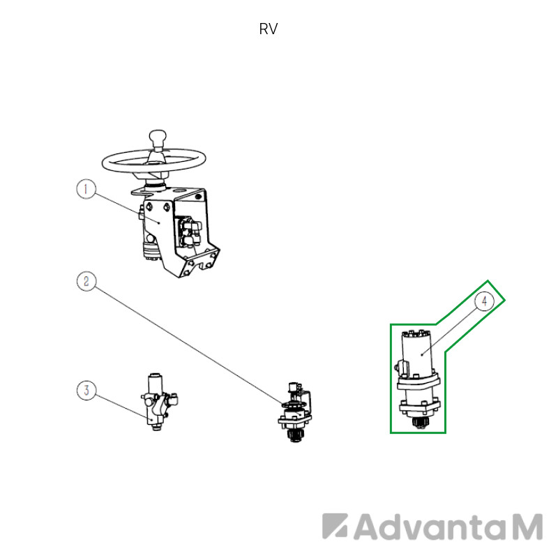 1 - Двигатель рулевого управления в сборе для ричтрака RV (48V/0,6 кВт/АС)