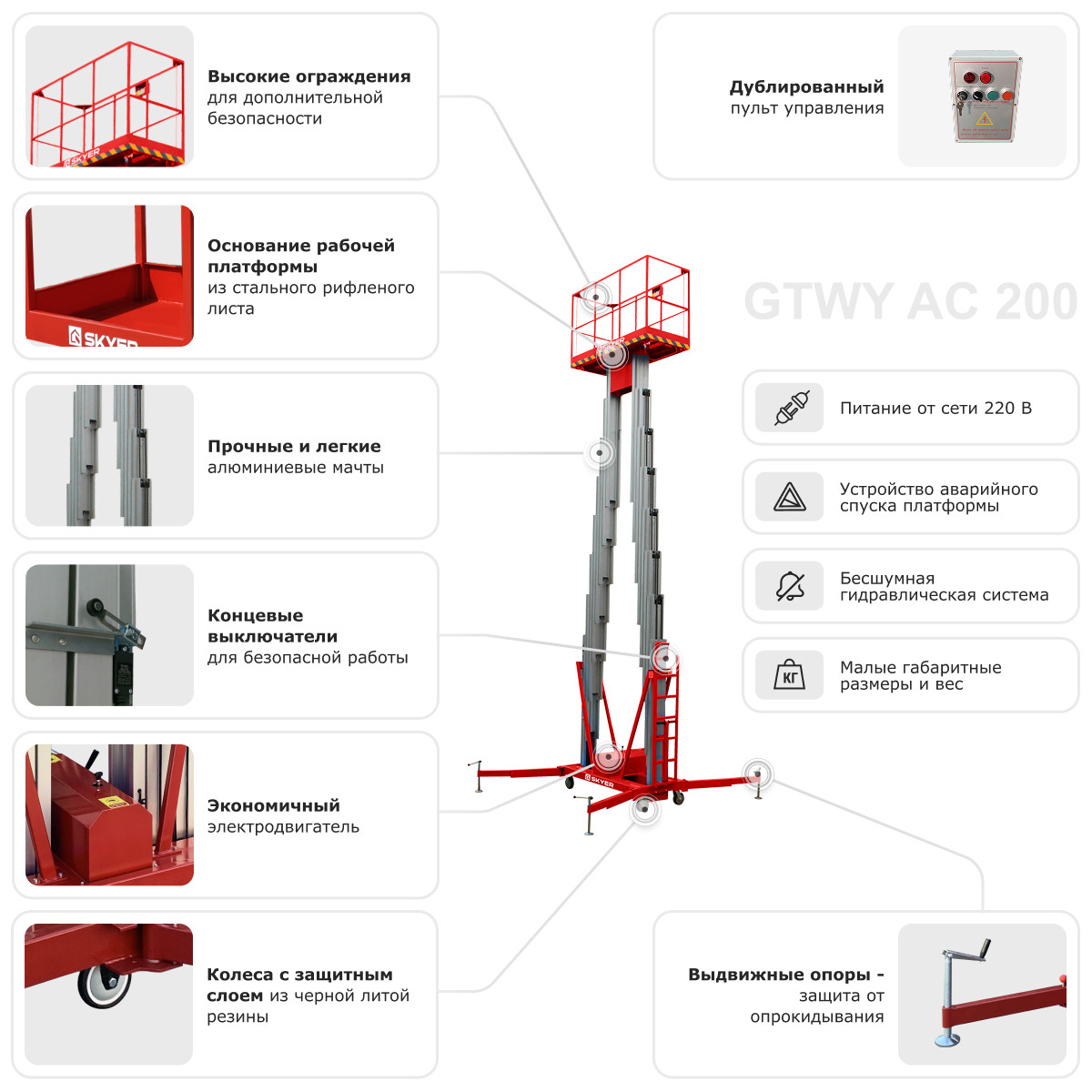 8 - Двухмачтовый подъемник SKYER GTWY10-200
