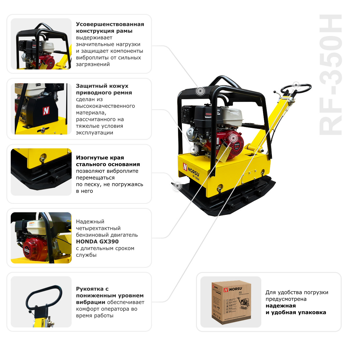 6 - Виброплита бензиновая реверсивная NORSU RF-350H