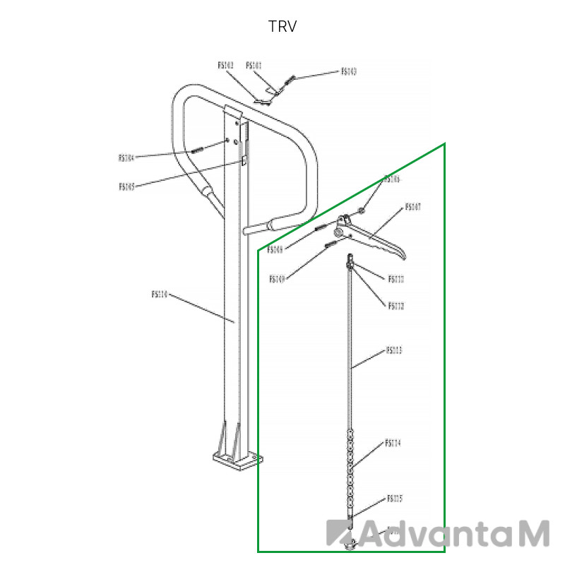 1 - Тяга цепная в сборе для ручки TRV