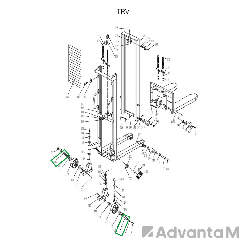 1 - Ось поворотного колеса для TRV