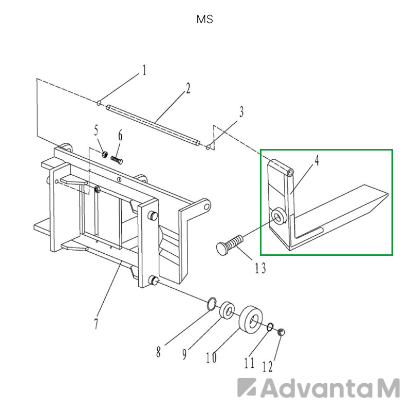 1 - Вила для ручного штабелера для MS1016