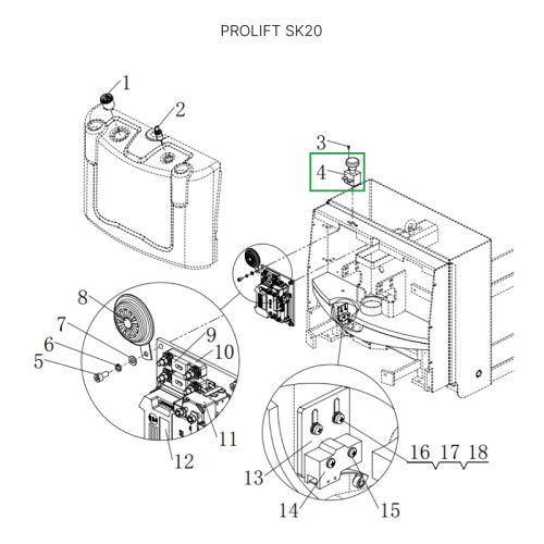 4 - Аварийный выключатель для штабелеров SDR/SDK и SPN, для тележек SK20 