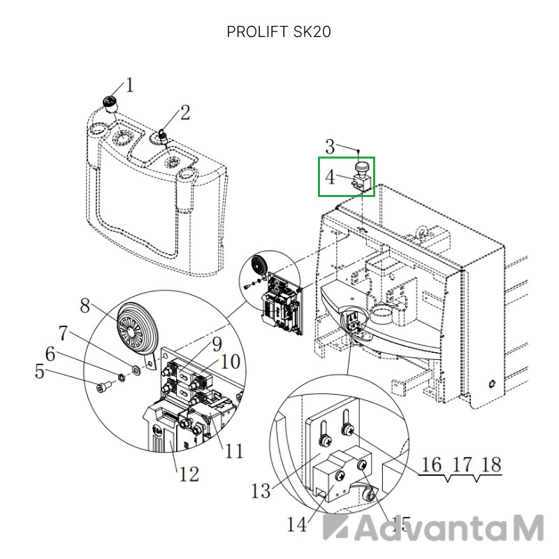 Аварийный выключатель для штабелеров SDR/SDK и SPN, для тележек SK20  - 4
