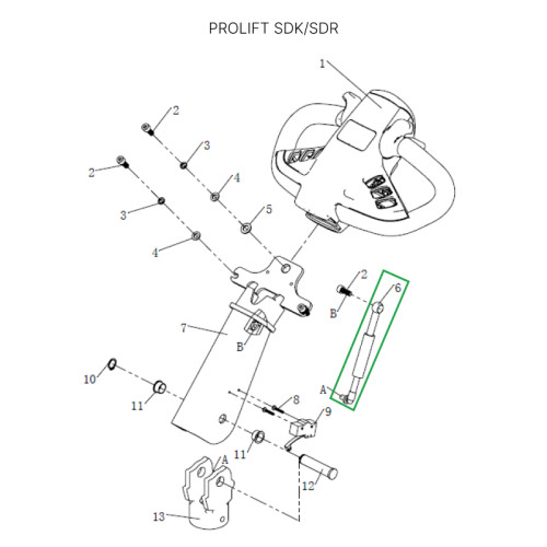 1 - Амортизатор ручки для штабелеров SDR/SDK 1,5-2 т, для тележек SK20 