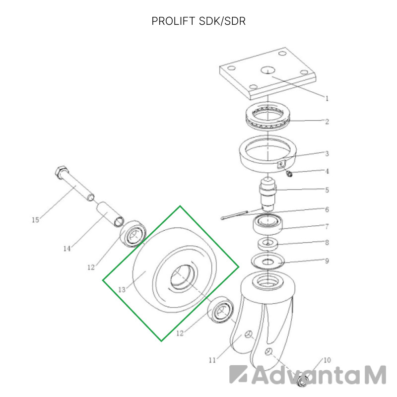 Опорное колесо для штабелеров SDR1536/1545S/1645/1656/2036/2045, SDK  - 1