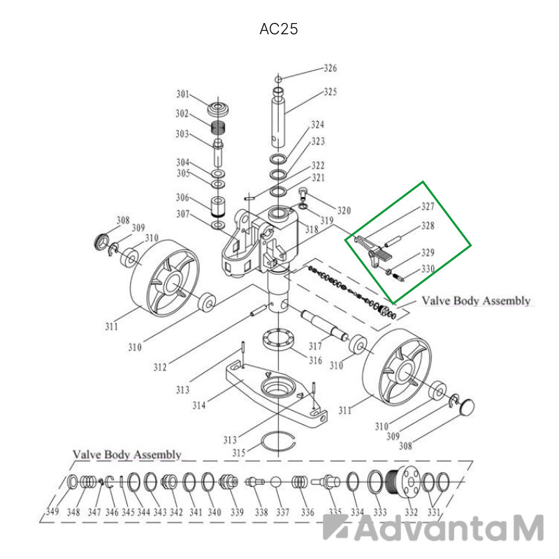 1 - Коромысло спуска для гидравлических тележек AC25