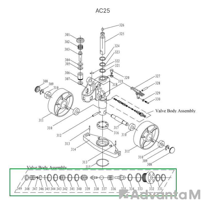 1 - Неразборный клапан для гидравлических тележек AC25