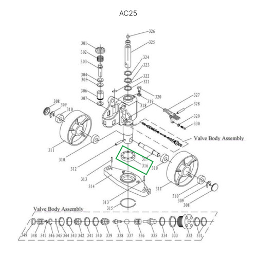 1 - Опорный подшипник гидроузла для гидравлических тележек AC25 