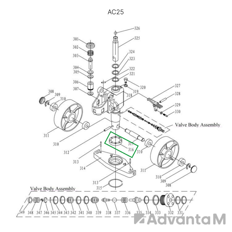 1 - Опорный подшипник гидроузла для гидравлических тележек AC25