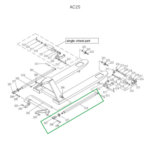 1 - Подвильная тяга для гидравлических тележек AC25 1500 мм 